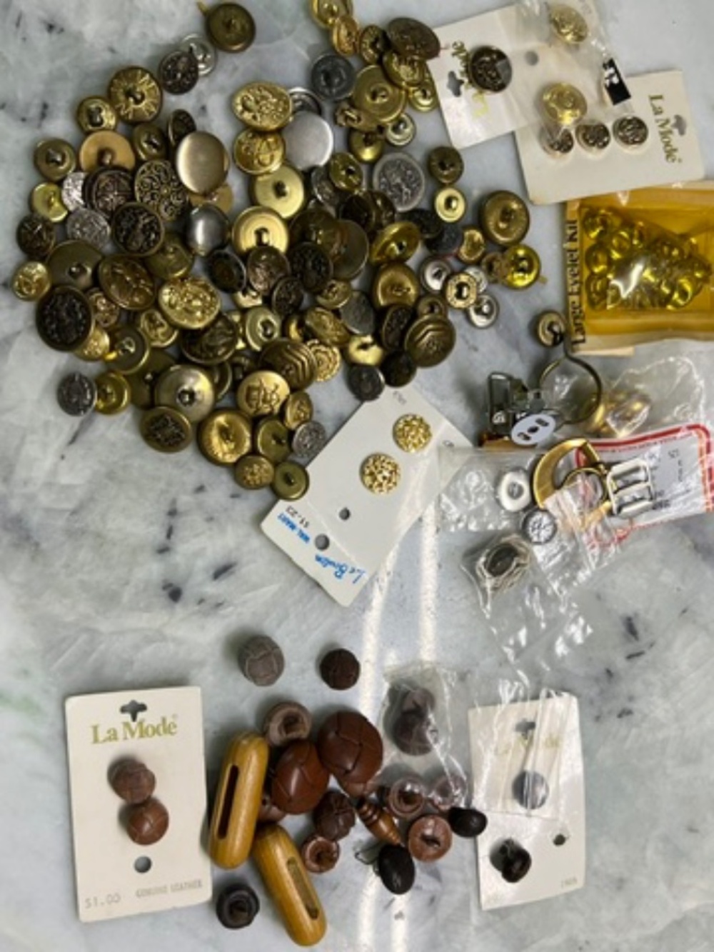 Vintage Metal and Wooden Buttons Lot